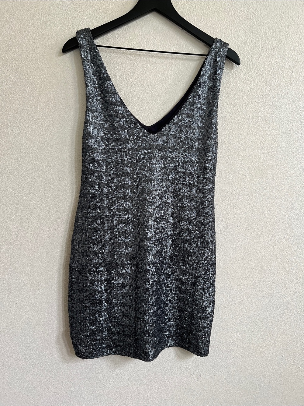 BACKSTAGE Australia BodyCon Sleeveless Gunmetal Sequins Mini Dress Women Size M
